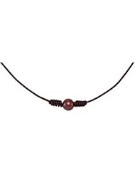 Freshwater Cultured Chocolate Pearl & Leather 18" Necklace in Sterling Silver