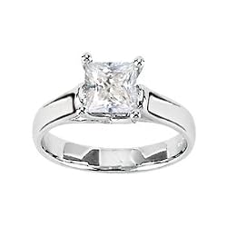 Gorgeous Women's Princess-cut 14k White-gold 06.00MM (11/4 CT) Moissanite Solitaire Engagement Ring