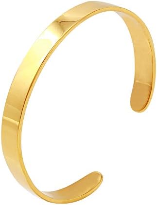 Mens 14kt Yellow Gold Open Cuff Bangle Bracelet High Polished 7mm