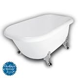 American Bath Factory B1-2540-WW-DM3-M2-25-CH-C1-RH Jester Traditional Clawfoot Bathtub in White, Pa