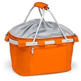 Picnic Time Metro Basket Collapsible, Insulated Basket w Aluminum Frame (Orange Gray)