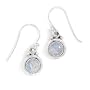 Sterling Silver Round Moonstone Polished Edge Earrings