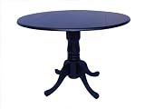 International Concepts T46-42DP 42-Inch Round Dual Drop Leaf Ped Table, Black