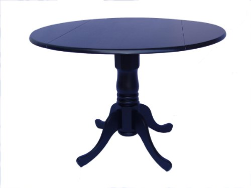 International Concepts T46-42DP 42-Inch Round Dual Drop Leaf Ped Table, Black