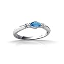 14K White Gold Genuine Marquise Blue Topaz and Diamond Ring