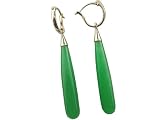 Green Jade Long Drop Earrings, 14k Gold