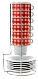 Present Time  Espresso set Picnic tower porcelain red  from Present Time UK