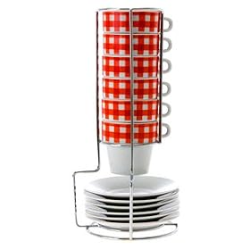 Present Time  Espresso set Picnic tower porcelain red
