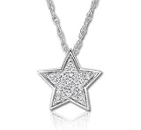 14k White Gold 1/10 Carat Diamond Star Necklace