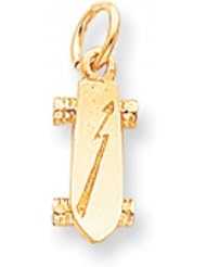 10k Yellow Gold Solid 3-Dimensional Skateboard Charm