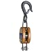 Campbell 3001AF 5" Single Regular Wood Shell Block with AF Round Loose Hook, 1200 lbs Load Capacity, 5/8" Rope, 1-3/4" Sheave