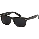 DS1006 1980's Wayfarer Style Fashion Sunglasses with Super Dark Lens - Black