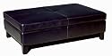 Baxton Studio Full Leather Cocktail Storage Ottoman, Black