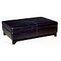 Baxton Studio Full Leather Cocktail Storage Ottoman, Black