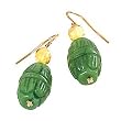 14k Gold, Carved Jade & Yellow Quartz Earrings