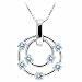 Sterling Silver Floating Simulated Aquamarine CZ Double Circle Pendant