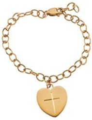 14k Yellow Gold Heart with Cross Bracelet
