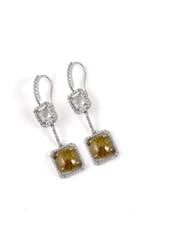 Samuel B. Soho Boutique 18K White Gold Yellow And White Natural Rough Diamond Earrings, 10.78 Tcw.