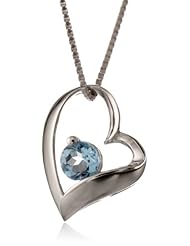 Sterling Silver Gemstone Heart Pendant Necklace (0.30 cttw)