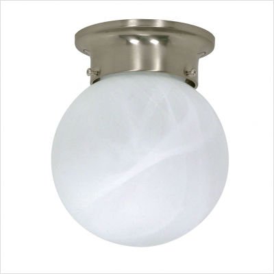 Nuvo Lighting 60/3189 One Light Interior Home Package 6-Inch Flush Ball with Alabaster Glass, Brushed Nickel