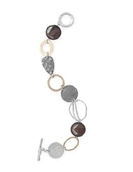8" Two Tone Multi Design Link Toggle Bracelet