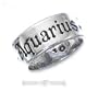Sterling Silver 7mm Antiqued Aquarius Zodiac Band Ring - Size 9.0 - JewelryWeb