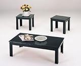 31kyACAUYlL. SL160  3 Piece Black Wood Veneer Coffee Table Set With Coffee Table And 2 Side Tables