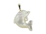 White Mother Of Pearl Roundabout Dolphin, 14k Gold