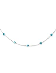 Sterling Silver Aqua CZ Necklace - 18 Inch