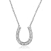 Sterling Silver and Diamond Horseshoe Necklace (.12cttw. 16 inches) Wood Pendant Box