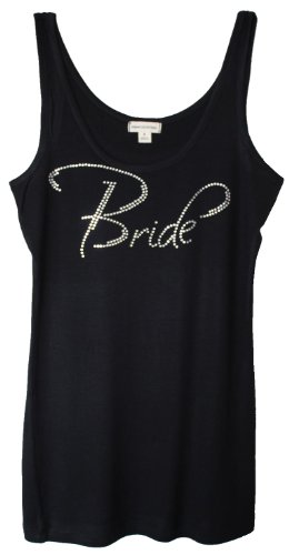 Bridal Party Rhinestone Tanks Sold Individually Bride Bridesmaid and Maid of Honor (Medium, Bride – Black)