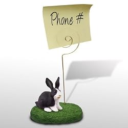 Bunny black and White Figurine Memo Holder | Desk Memo Note Holder