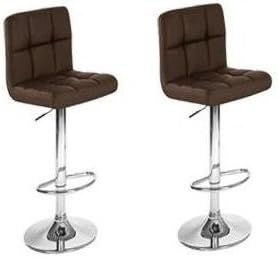 2 Modern Adjustable "Leather" Swivel Pub Style Bar Stools / Barstools Brown