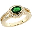 14K Yellow Gold Tsavorite and Diamond Ring