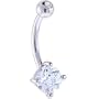 Solid 14kt White Gold 5mm Cubic Zirconia Square Belly Ring