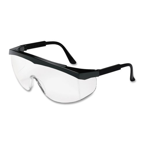 MCR Crews SS110 Stratos Safety Glasses Black Frame Clear Lens 1 Pair On Sale