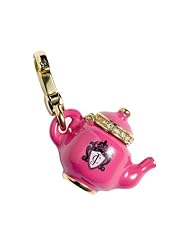 Authentic Juicy Couture 2012 - British / English Bright Pink Teapot (Tea Pot)- Gold Plated Charm