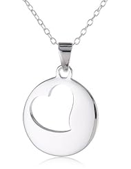Sterling Silver Open Heart Disc Pendant Necklace, 18"