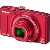 Nikon COOLPIX S8200 16.1 MP CMOS Digital Camera with 14x Optical Zoom NIKKOR ED Glass Lens and Full HD 1080p Video (Red)
