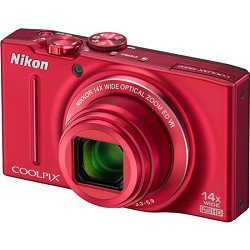 Nikon COOLPIX S8200 16.1 MP CMOS Digital Camera with 14x Optical Zoom NIKKOR ED Glass Lens and Full HD 1080p Video (Red)