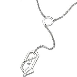 Silver Tone BABY PHAT Dangle Cat in Frame Lariat Necklace