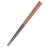 超耐熱隅丸木目箸　茶／グレーツートン２１ｃｍ（１０膳入）の画像