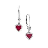 Created Ruby Heart Earrings