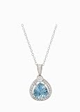 Sterling Silver Fancy Pear Cut Aqua Cubic Zirconia Pendant by Crislu