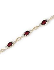 14kt Yellow Gold Oval Garnet and Diamond Bracelet