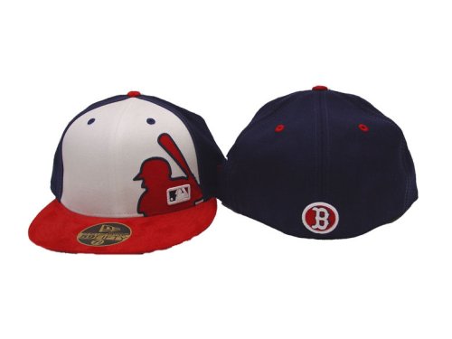Boston Red Sox MLB Suede Red White and Blue Silhouette Adult Fitted Hat / Cap