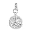 Sterling Silver Pendant - Dangling Disk - Clear Cubic Zerconia - 31mm Height