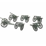 Civil War Cannon 6 Piece Set: Confederate Gray Plastic Artillery for 54mm (1:32) Plastic Army Men
