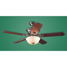 HUNTER HR 21307 52" Ceiling Fan Antique Pewter W/ Light & 5 Light Cherry/Walnut Blades