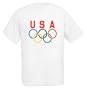 Team USA 5 Rings Logo Short-Sleeve T-shirt (White, Large)